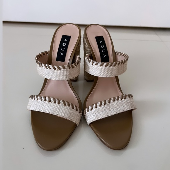 Aqua Canvas Sandal Heels - Picture 2 of 3